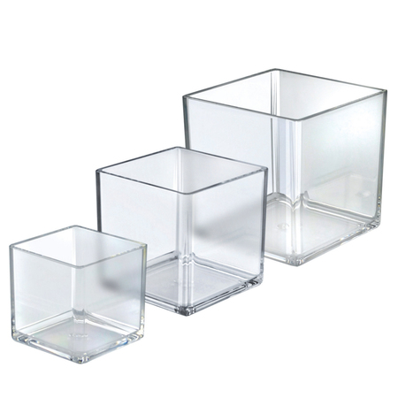 AZAR DISPLAYS 4", 5", 6" Wide Deluxe Clear Acrylic Cube Bin Set 556377-SET
